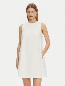 Weekend Max Mara Sukienka codzienna Racer 2515221102 Biały Regular Fit. Białe sukienki Weekend Max Mara, na co dzień, bez wzorów, z bawełny, bez kołnierzyka, bez ramiączek, proste. Za 679,99 zł.