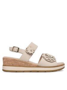 Caprice Sandały 9-28711-46 Szary. Szare sandały Caprice, bez wzorów, z nubiku, bez obcasa, na koturnie, bez zapięcia. Za 235,99 zł.