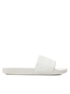 Calvin Klein Klapki Slide Saff Mono HW0HW02106 Biały. Białe klapki Calvin Klein, bez wzorów, ze skóry, bez obcasa. Za 169,99 zł.