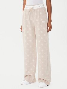 Guess Spodnie dresowe V5BB00 K1902 Brązowy Wide Leg. Brązowe spodnie dresowe Guess, xxs, z aplikacjami, z dresówki. Za 279,99 zł.
