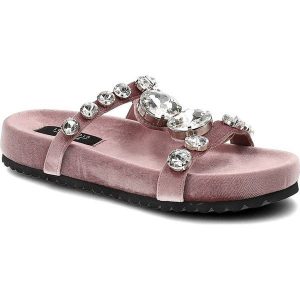 Różowe Klapki Sca'Viola Eleganckie Buty Damskie. Czerwone klapki Sca'viola, bez wzorów, ze skóry ekologicznej, bez obcasa. Za 379,00 zł.