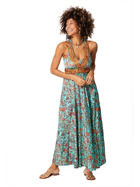 Aller Simplement Sukienka w kolorze turkusowo-pomarańczowym rozmiar: 34/36. Brązowe sukienki Aller Simplement, bez wzorów, klasyczne, bez kołnierzyka, bez ramiączek, maxi, sportowe. Za 91,95 zł.