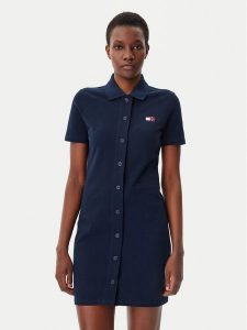 Tommy Jeans Sukienka codzienna Badge DW0DW20302 Granatowy Regular Fit. Niebieskie kombinezony Tommy Jeans, xxs, bez wzorów, z bawełny, bez kołnierzyka, bez ramiączek. Za 219,99 zł.
