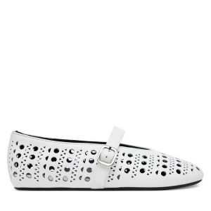 Baleriny Badura. Białe balerinki Badura, bez wzorów, bez obcasa, bez zapięcia. Za 279,99 zł.