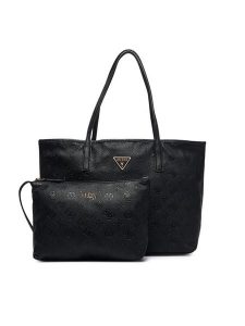 Guess Torebka Victtoria HWPG95 14280 Czarny. Czarne shopper bag Guess, z aplikacjami, ze skóry, bez dodatków. Za 674,99 zł.