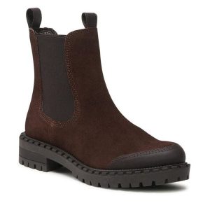 Sztyblety Lasocki. Brązowe botki Lasocki, bez wzorów, bez obcasa, na płaskiej podeszwie, bez zapięcia. Za 279,99 zł.