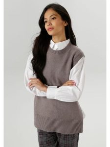 Aniston Bezrękawnik w kolorze szarym rozmiar: 40. Szare swetry oversize Aniston, bez wzorów, bez ramiączek. Za 56,99 zł.