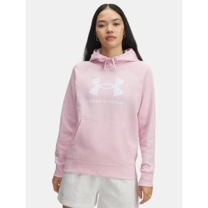 Bluza Damska UA RIVAL FLEECE BIG LOGO HD 1379501-647 różowa SM. Czerwone bluzy Under Armour, bez wzorów, bez kaptura. Za 130,99 zł.