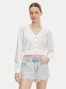 Guess Kardigan W5GR08 Z3MN2 Biały Regular Fit. Białe kardigany Guess, z syntetyku. Za 319,99 zł.