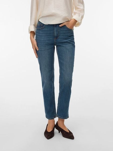 Vero Moda Dżinsy - Regular fit - w kolorze granatowym rozmiar: M/L32. Niebieskie jeansy Vero Moda, bez wzorów. Za 113,36 zł.