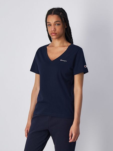 Champion Koszulka w kolorze granatowym rozmiar: S. Niebieskie bluzki Champion, s, bez wzorów, z bawełny, bez kołnierzyka, bez ramiączek. Za 56,66 zł.