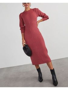 Milan Kiss Sukienka dzianinowa w kolorze różowym rozmiar: L. Różowe sukienki Milan Kiss, na co dzień, l, bez wzorów, z dzianiny, bez kołnierzyka, bez ramiączek, midi, proste. Za 165,99 zł.