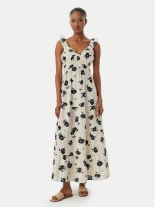 Vero Moda Sukienka letnia Dicthe 10341603 Beżowy Regular Fit. Brązowe kombinezony Vero Moda, na lato, xs, bez wzorów, z bawełny, bez kołnierzyka, bez ramiączek. Za 229,99 zł.