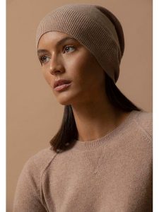 Perfect Cashmere Kaszmirowa czapka "Faith" w kolorze szarobrązowym rozmiar: onesize. Brązowe czapki Perfect Cashmere, bez wzorów, z kaszmiru. Za 134,85 zł.