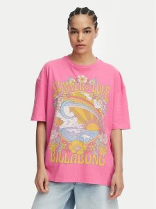 Billabong T-Shirt Summer Of Love EBJZT00592 Różowy Loose Fit. Czerwone t-shirty Billabong, l, bez wzorów, z bawełny, bez kołnierzyka, bez ramiączek. Za 169,99 zł.