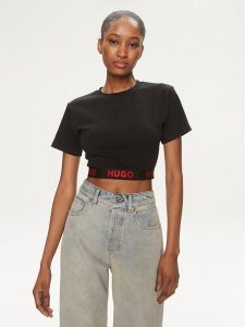 Hugo T-Shirt Logo 50520497 Czarny Relaxed Fit. Czarne t-shirty Hugo, m, bez wzorów, z bawełny, bez kołnierzyka, bez ramiączek. Za 149,99 zł.