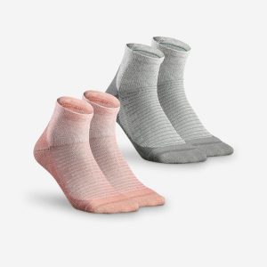 Skarpety turystyczne Quechua Hike 100 Mid 2 pary. Czerwone skarpetki QUECHUA, bez wzorów, z bawełny. Za 39,99 zł.