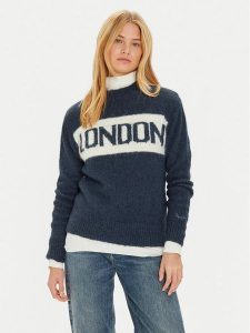 Pepe Jeans Sweter Hilda PL702227 Granatowy Regular Fit. Niebieskie swetry klasyczne Pepe Jeans, s, z jeansu, bez kołnierzyka. Za 259,99 zł.
