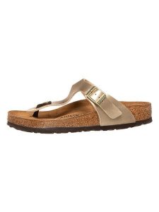 Birkenstock Japonki "Gizeh" w kolorze złotym rozmiar: 37. Żółte klapki Birkenstock, bez wzorów, z otwartym noskiem, bez obcasa. Za 235,45 zł.
