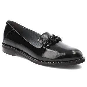 Czarne Mokasyny Armodo Modne Buty Damskie. Czarne półbuty Armodo, bez wzorów, ze skóry, bez obcasa, na obcasie, bez zapięcia. Za 369,00 zł.