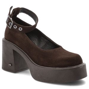 Brązowe Półbuty Karino Welurowe Obuwie Damskie. Brązowe półbuty Karino, bez wzorów, z weluru, bez obcasa, na obcasie, bez zapięcia. Za 433,99 zł.