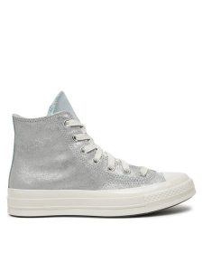 Converse Trampki Chuck 70 Suede Shimmer A08224C Szary. Szare trampki Converse, bez wzorów, ze skóry, bez zapięcia. Za 309,99 zł.