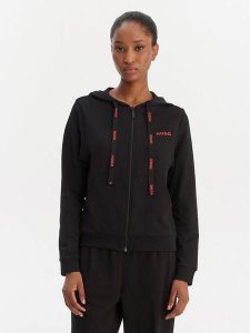 HUGO Bluza 50556350 Czarny Regular Fit. Czarne bluzy Hugo, s, bez wzorów, z syntetyku, bez kaptura. Za 339,99 zł.