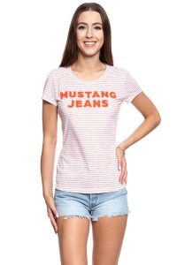 MUSTANG T SHIRT DAMSKI Alexia C Print 1009881 11811. Białe t-shirty Mustang, s, bez wzorów, bez kołnierzyka, bez ramiączek. W wyprzedaży za 39,99 zł.