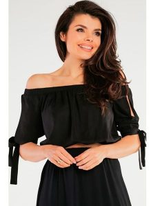 Awama Bluzka w kolorze czarnym rozmiar: L/XL. Czarne bluzki Awama, l, bez wzorów, bez kołnierzyka, bez ramiączek. Za 119,99 zł.