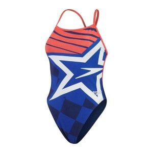 Damski kostium kąpielowy 1-częściowy Speedo Placem Dig Vback. Czerwone stroje jednoczęściowe Speedo, bez wzorów. Za 139,99 zł.