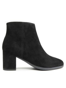 Clarks Botki Freva55 Zip 261747594 Czarny. Czarne botki Clarks, bez wzorów, ze skóry, bez obcasa, na słupku, bez zapięcia. Za 499,99 zł.
