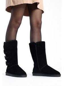 Gooce Skórzane kozaki zimowe "Cornice" w kolorze czarnym rozmiar: 36. Czarne kozaki Gooce, na zimę, bez wzorów, z materiału, bez obcasa, bez zapięcia. Za 214,19 zł.