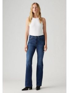 Levi's Dżinsy - Flare fit - w kolorze granatowym rozmiar: W25/L30. Niebieskie jeansy Levi's®, z aplikacjami, z podwyższonym stanem. Za 213,18 zł.