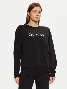 Guess Bluza O5RQ03 KCO31 Czarny Regular Fit. Czarne bluzy Guess, m, z aplikacjami, z bawełny, bez kaptura. Za 179,99 zł.