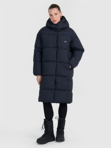 4F Płaszcz puchowy z wypełnieniem syntetycznym damski - czarny L. Czarne płaszcze 4f, na zimę, l, bez wzorów, z puchu. Za 599,99 zł.