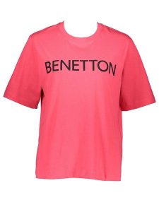 Benetton Koszulka w kolorze różowym rozmiar: XS. Różowe bluzki Benetton, xs, bez wzorów, z bawełny, bez kołnierzyka, bez ramiączek. Za 30,71 zł.