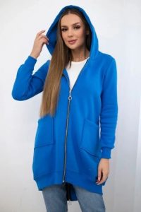 Bluza ocieplana z suwakiem z tyłu chabrowa. Niebieskie bluzy KESI, l, bez wzorów, z bawełny, bez kaptura. Za 258,24 zł.