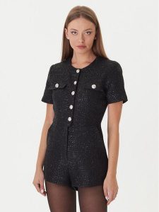 Bardot Kombinezon Estelle 60098PB Czarny Regular Fit. Czarne sukienki Bardot, bez wzorów, z syntetyku, bez kołnierzyka, bez ramiączek. Za 689,99 zł.