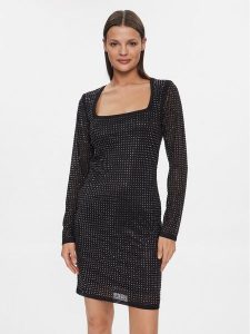 Guess Sukienka koktajlowa W4RK46 KBZX0 Czarny Bodycon Fit. Czarne sukienki Guess, m, z aplikacjami, z syntetyku, wizytowe, bez kołnierzyka, bez ramiączek, bodycon. Za 649,00 zł.