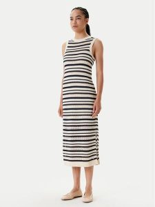 Tommy Hilfiger Sukienka dzianinowa WW0WW45649 Beżowy Slim Fit. Brązowe sukienki TOMMY HILFIGER, xs, bez wzorów, z bawełny, bez kołnierzyka, bez ramiączek. Za 599,99 zł.