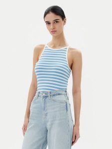 Pieces Top Jane 17155477 Niebieski Slim Fit. Niebieskie topy Pieces, xs, bez wzorów, z wiskozy, bez kołnierzyka, bez ramiączek. Za 59,99 zł.