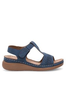 Clara Barson Sandały WYL05010-15 Granatowy. Niebieskie sandały Clara Barson, bez wzorów, z syntetyku, bez obcasa, na koturnie, bez zapięcia. Za 59,99 zł.