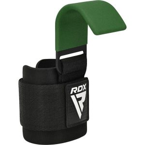 Paski do podnoszenia ciężarów z hakami RDX W5 Weight Lifting Hook Strap. Zielone paski RDX SPORTS, bez wzorów, sportowe. Za 89,99 zł.