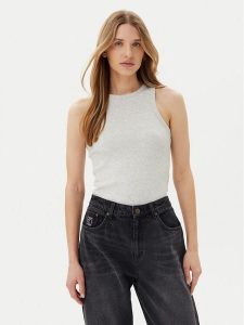 Pieces Top May 17154480 Szary Slim Fit. Szare topy Pieces, xl, bez wzorów, z bawełny, bez kołnierzyka, bez ramiączek. Za 49,99 zł.