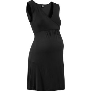 Koszula nocna do karmienia z wiskozy. Czarne koszule nocne bonprix, bez wzorów, z wiskozy, moda ciążowa, bez ramiączek. Za 67,99 zł.