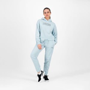Spodnie dresowe damskie Puma Gym & Pilates. Niebieskie spodnie dresowe Puma, m, bez wzorów, z bawełny. W wyprzedaży za 89,99 zł.