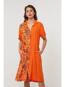 Lin Passion Lniana sukienka w kolorze pomarańczowym rozmiar: 38/40. Pomarańczowe sukienki Lin Passion, na co dzień, bez wzorów, ze lnu, klasyczne, bez kołnierzyka, bez ramiączek, midi, proste. Za 173,99 zł.