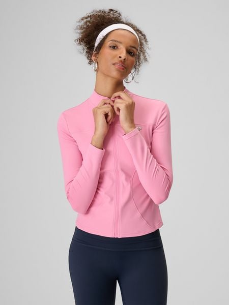4F Bluza slim bez kaptura damska - różowa L. Czerwone bluzy 4f, l, bez wzorów, z dzianiny, bez kaptura. Za 189,99 zł.