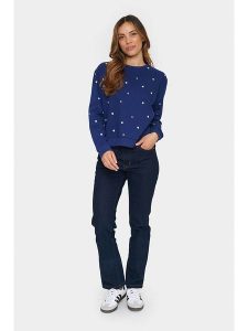 SAINT TROPEZ Sweter "Zagna" w kolorze granatowo-białym rozmiar: L. Białe swetry oversize Saint Tropez, l, bez wzorów, bez ramiączek. Za 104,14 zł.