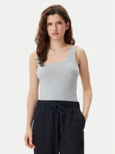 Gap Top 540670-01 Szary Slim Fit. Szare topy GAP, l, bez wzorów, z bawełny, bez kołnierzyka, bez ramiączek. Za 79,99 zł.